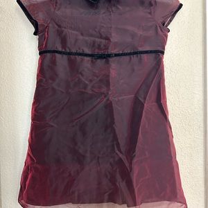 Girl’s Formal Dress with velvet trim throughout.